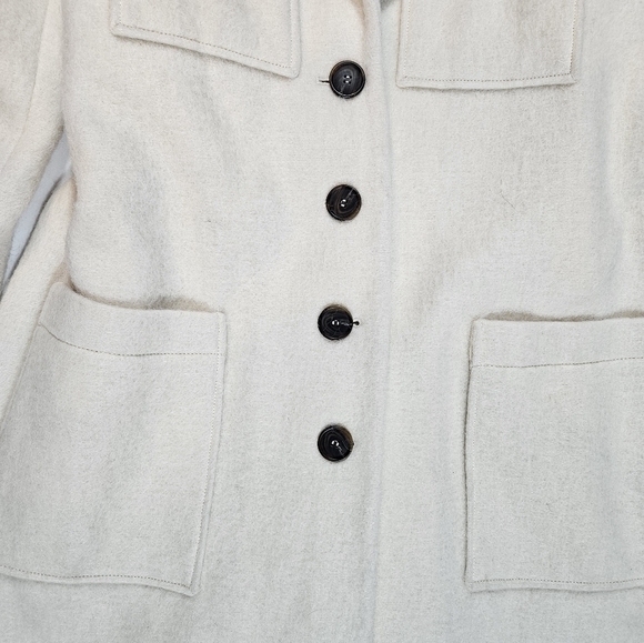 ba&sh Ecru Ivory The Wayne Trench Coat Sz 3 US 10 Large Wool Alpaca Blend Belted - Picture 7 of 16